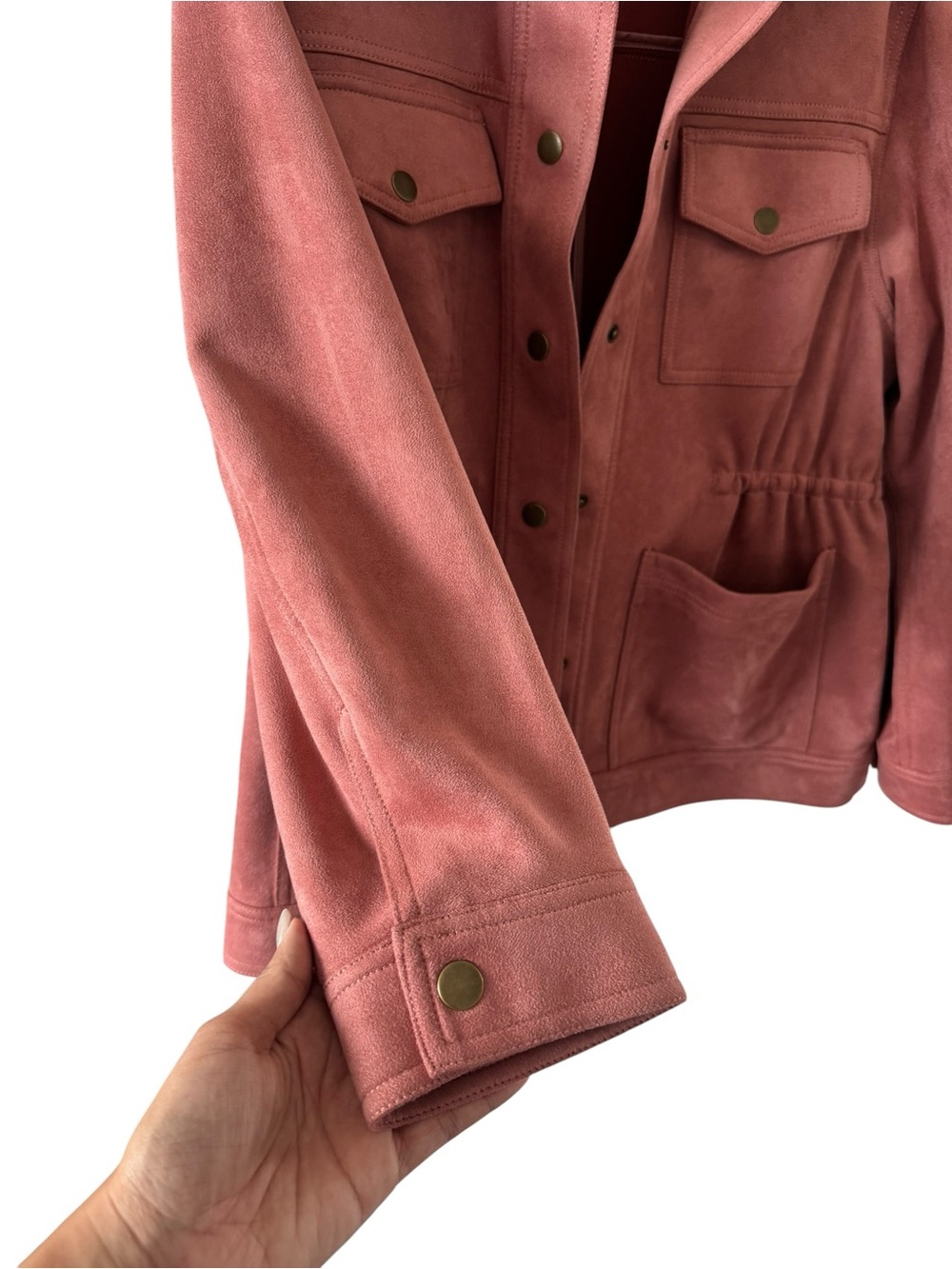 Banana Republic Suede-Look Utility Jacket in Dusty Rose - Picture 5 of 8